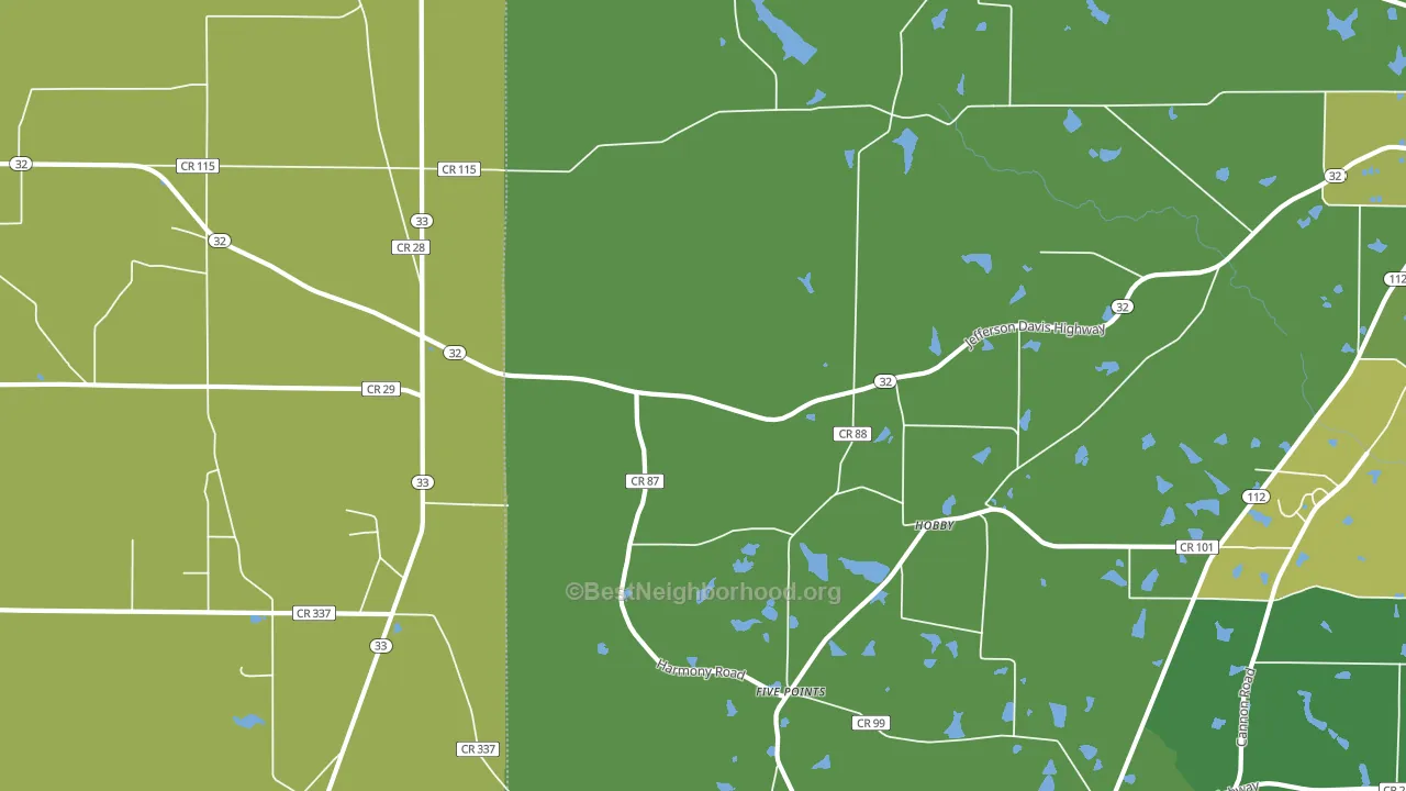 Hobby, GA block-group voter-turnout map