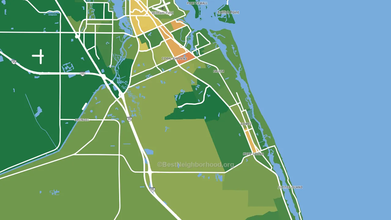 Hobe Sound, FL block-group voter-turnout map