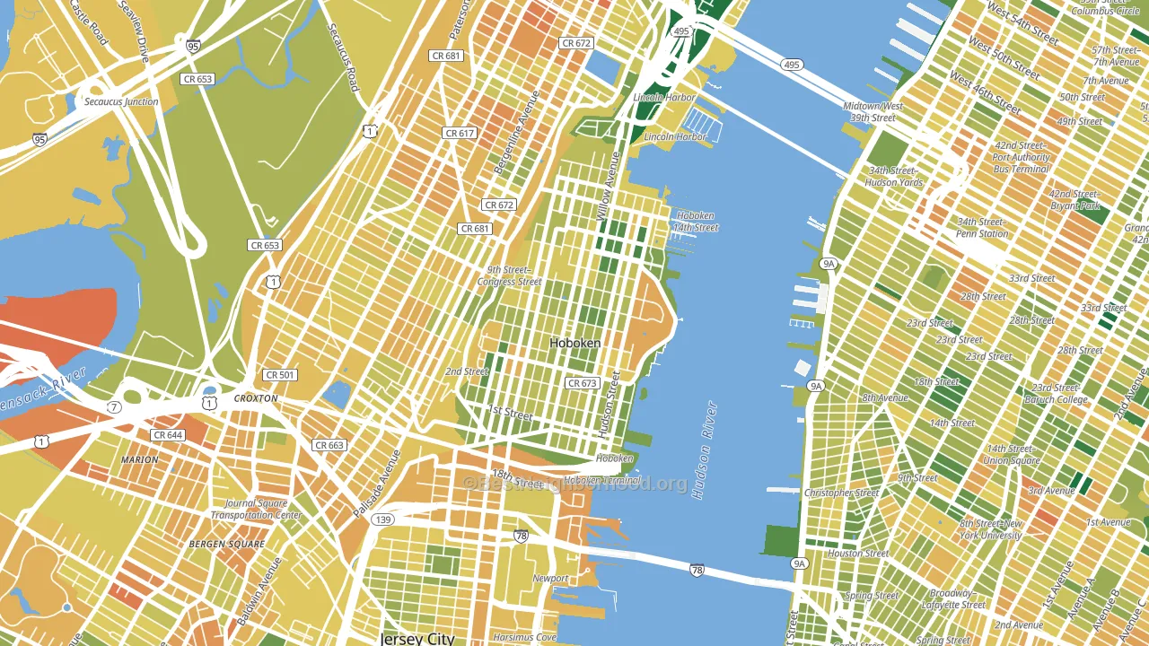 Hoboken, NJ block-group voter-turnout map