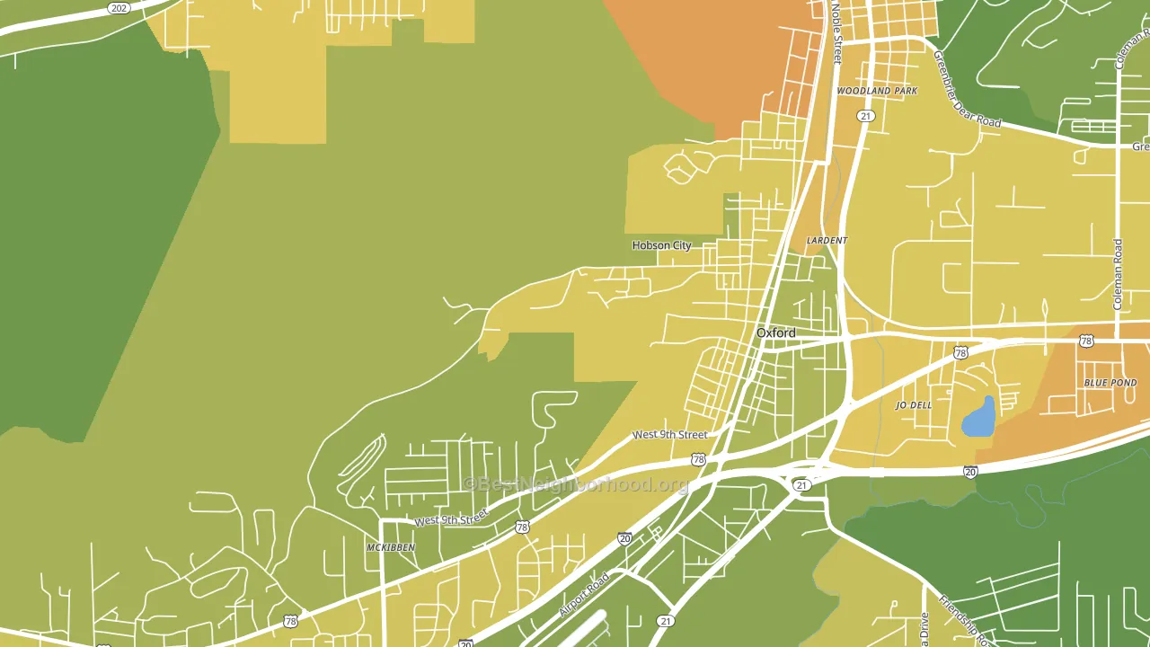 Hobson City, AL block-group voter-turnout map