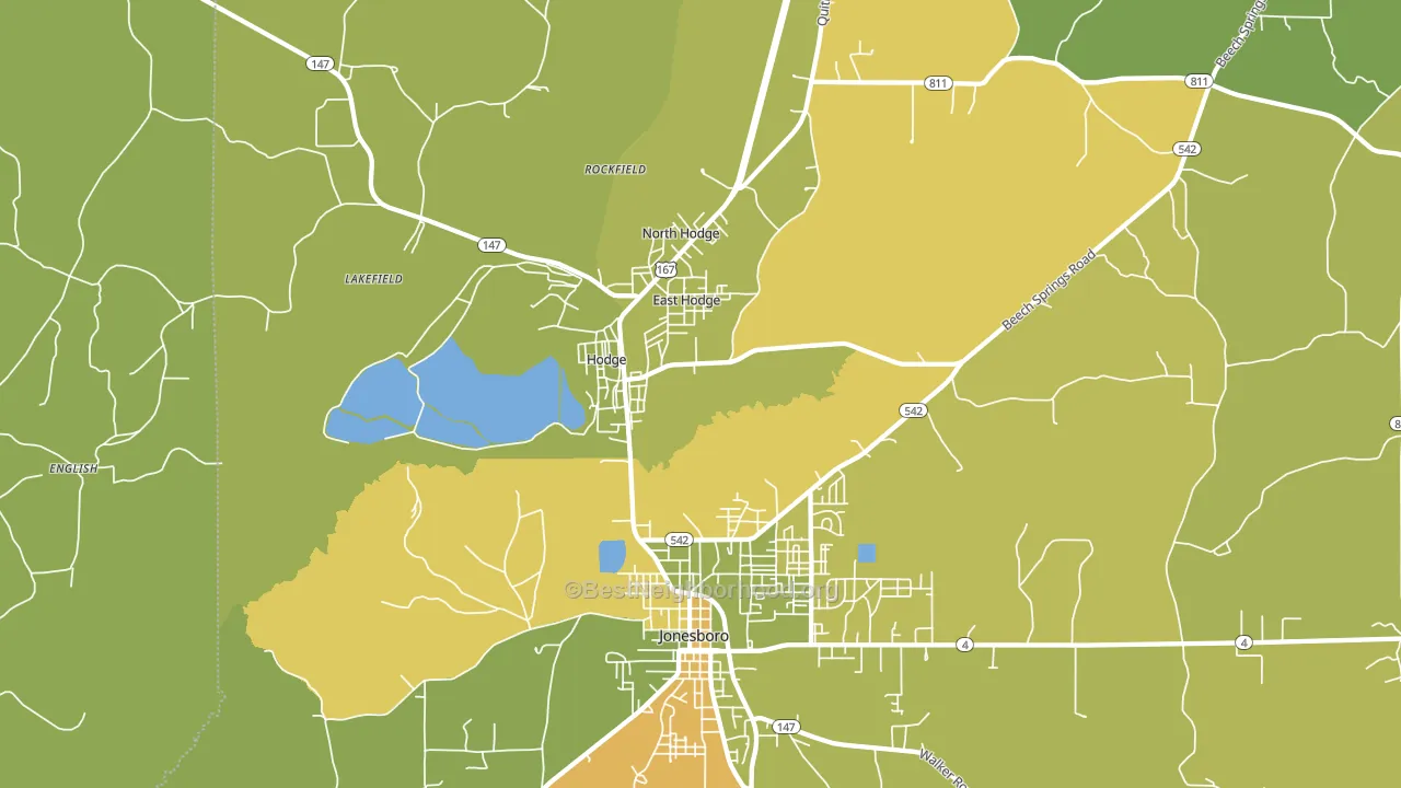 Hodge, LA block-group voter-turnout map