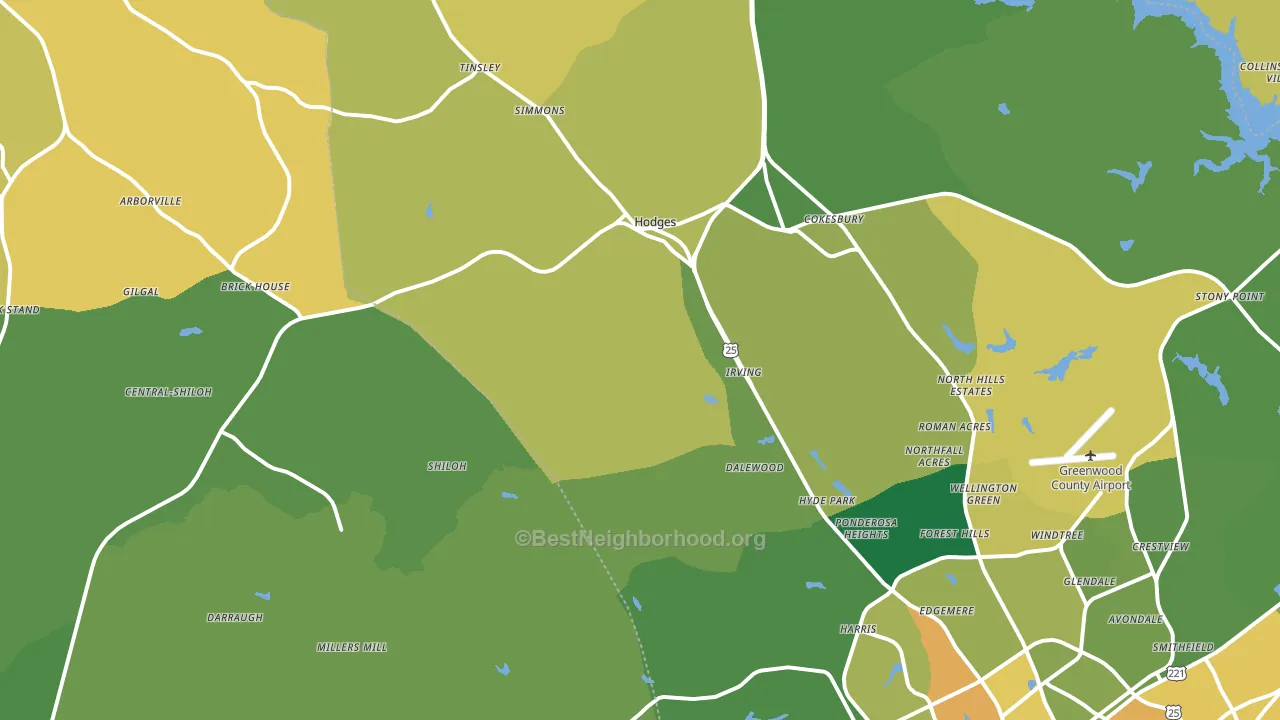 Hodges, SC block-group voter-turnout map