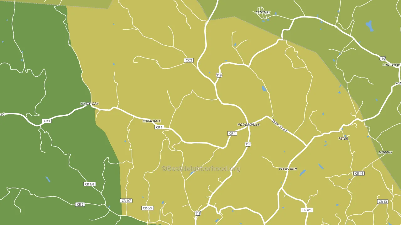 Hodgesville, WV block-group voter-turnout map