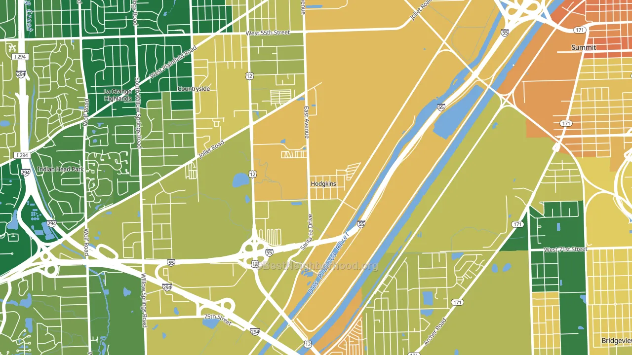 Hodgkins, IL block-group voter-turnout map