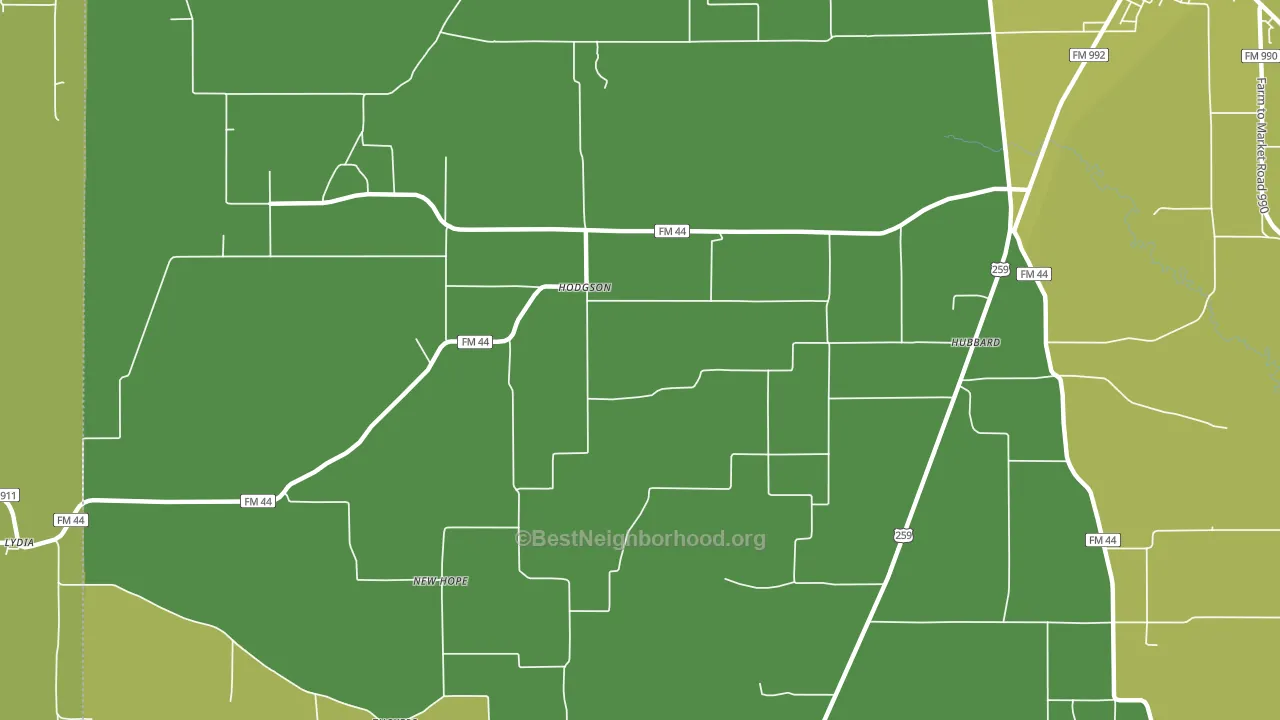 Hodgson, TX block-group voter-turnout map