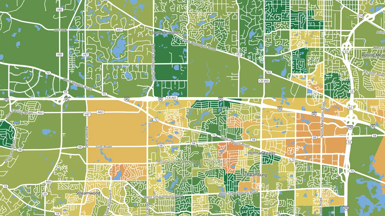 Hoffman Estates, IL block-group voter-turnout map
