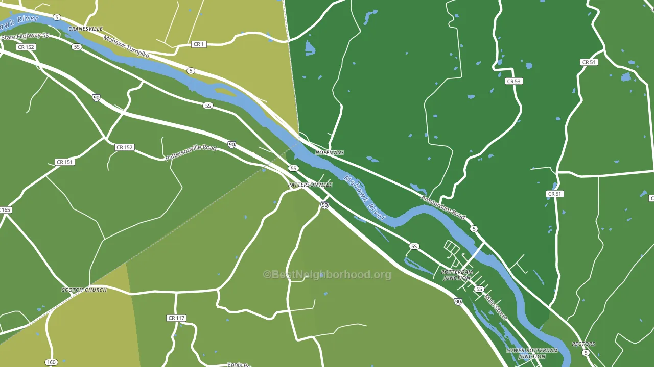 Hoffmans, NY block-group voter-turnout map