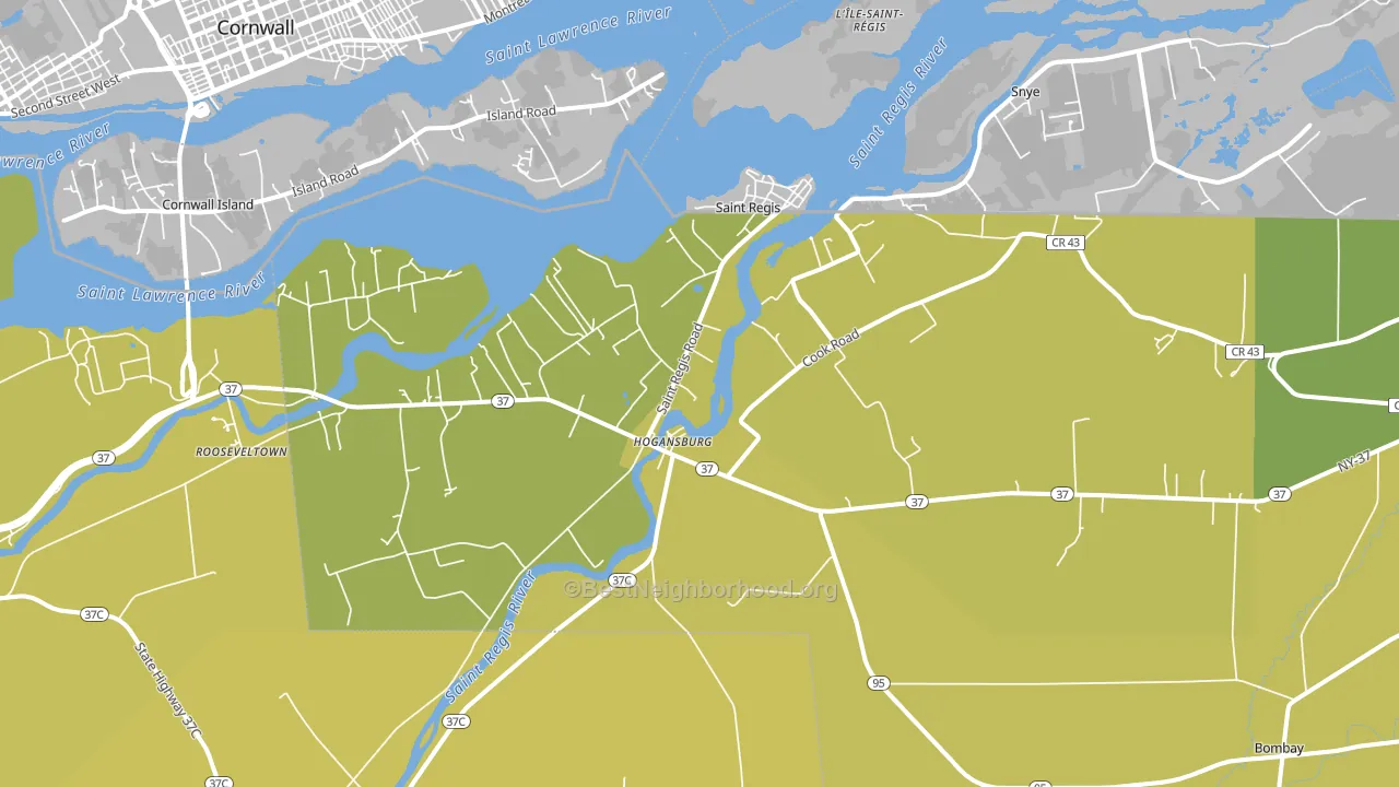 Hogansburg, NY block-group voter-turnout map