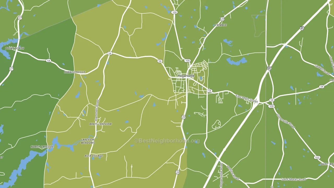 Hogansville, GA block-group voter-turnout map