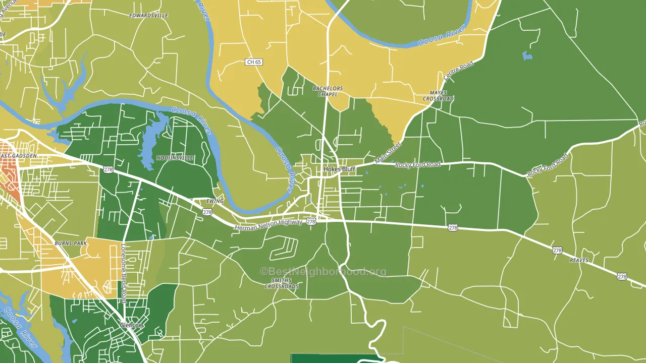 Hokes Bluff, AL block-group voter-turnout map