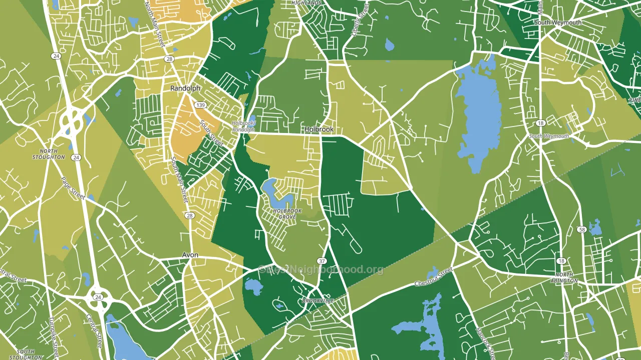 Holbrook, MA block-group voter-turnout map