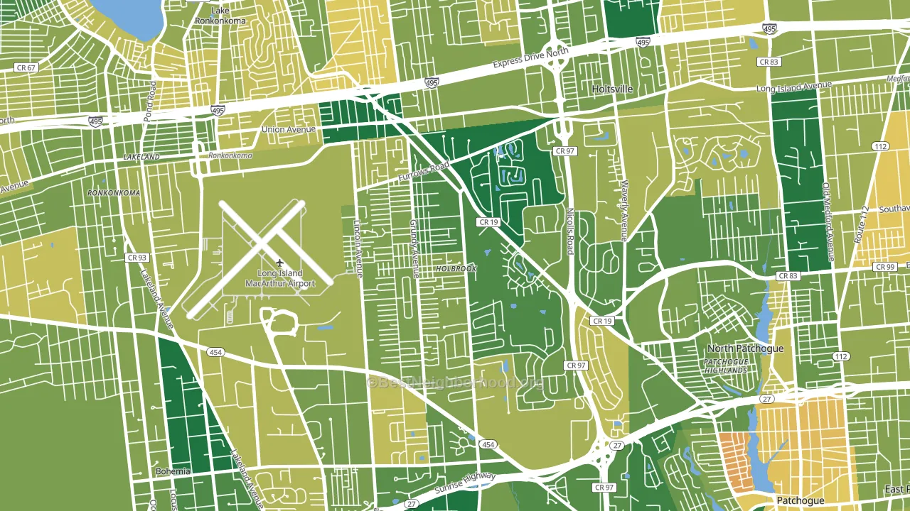 Holbrook, NY block-group voter-turnout map