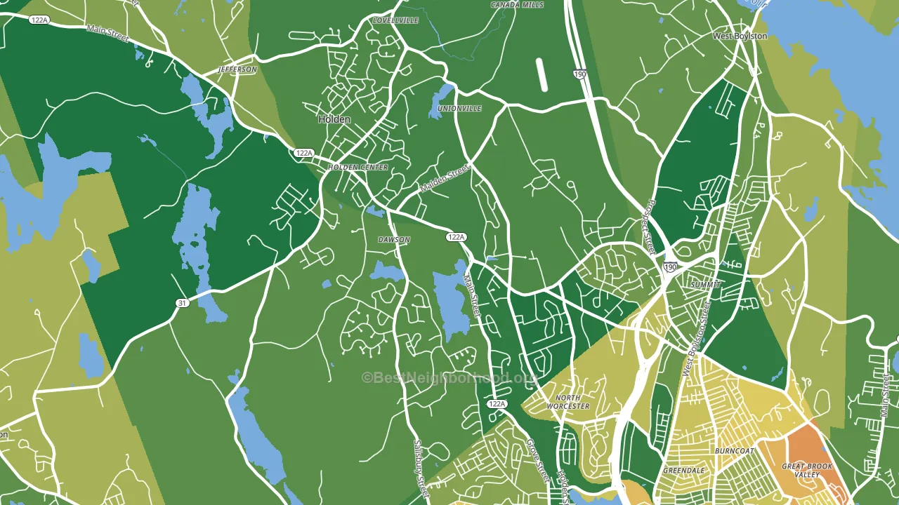 Holden, MA block-group voter-turnout map