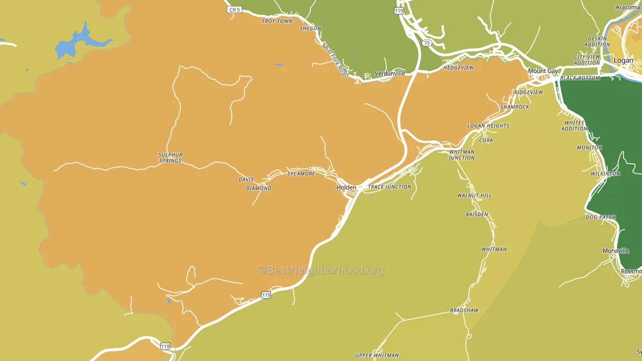 Holden, WV block-group voter-turnout map