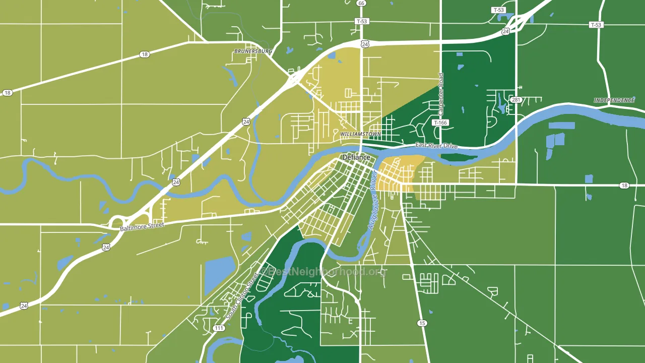 Holgate Avenue Historic District, Defiance, OH block-group voter-turnout map