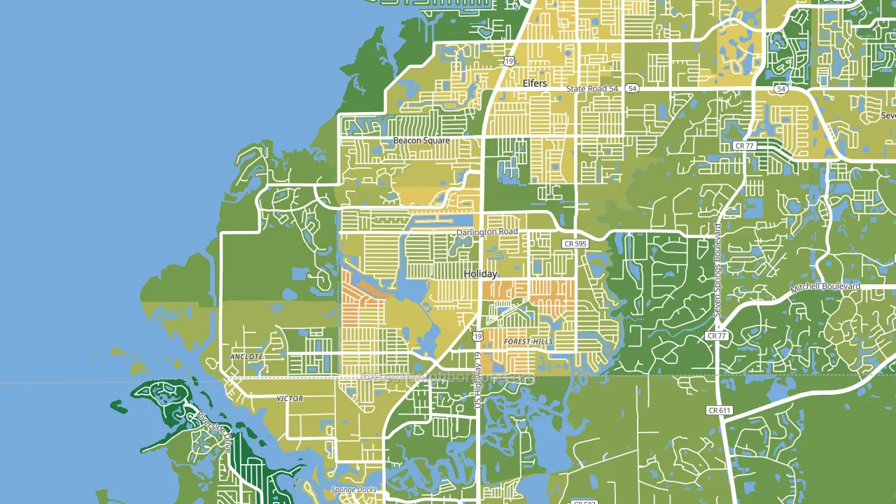 Holiday, FL block-group voter-turnout map