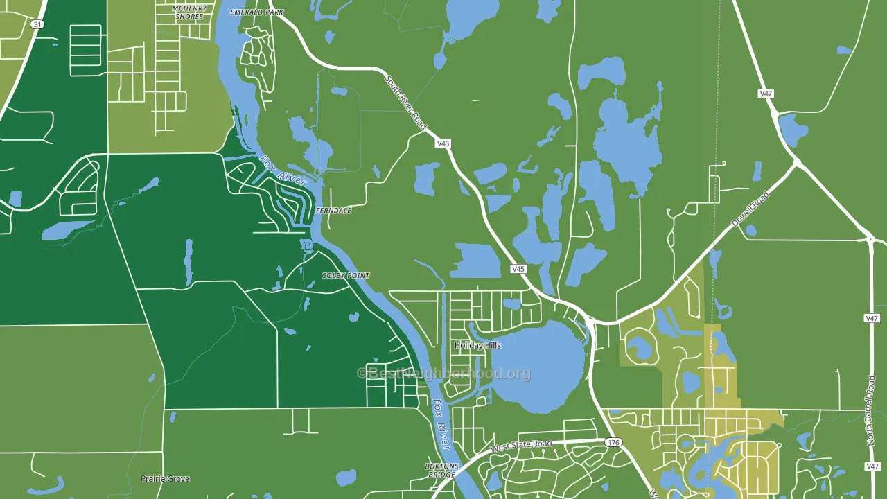 Holiday Hills, IL block-group voter-turnout map