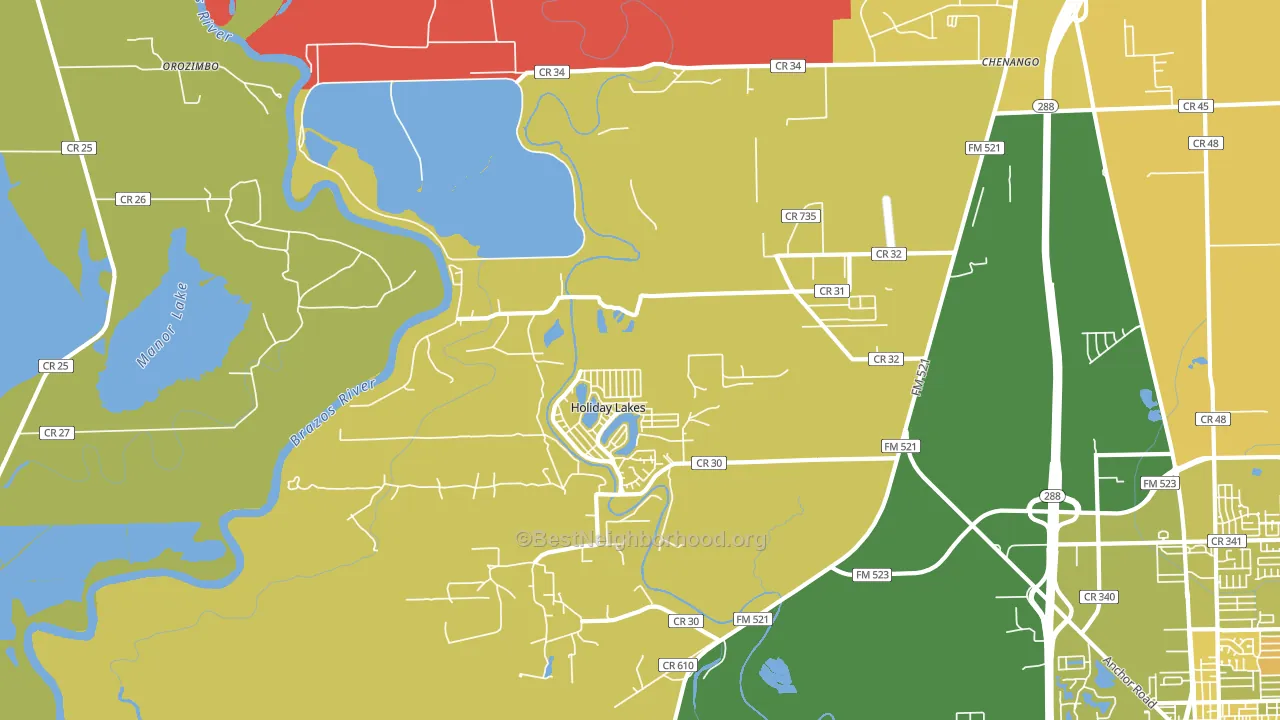 Holiday Lakes, TX block-group voter-turnout map