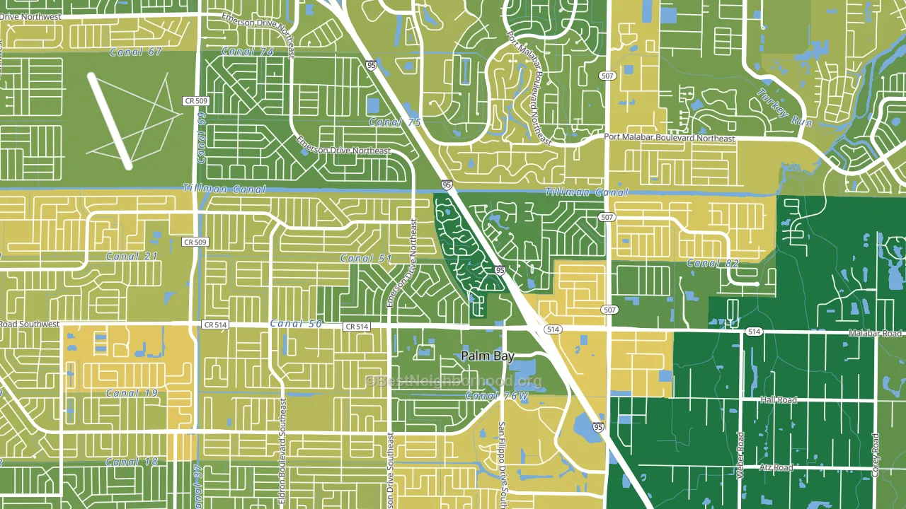 Holiday Park, Palm Bay, FL block-group voter-turnout map
