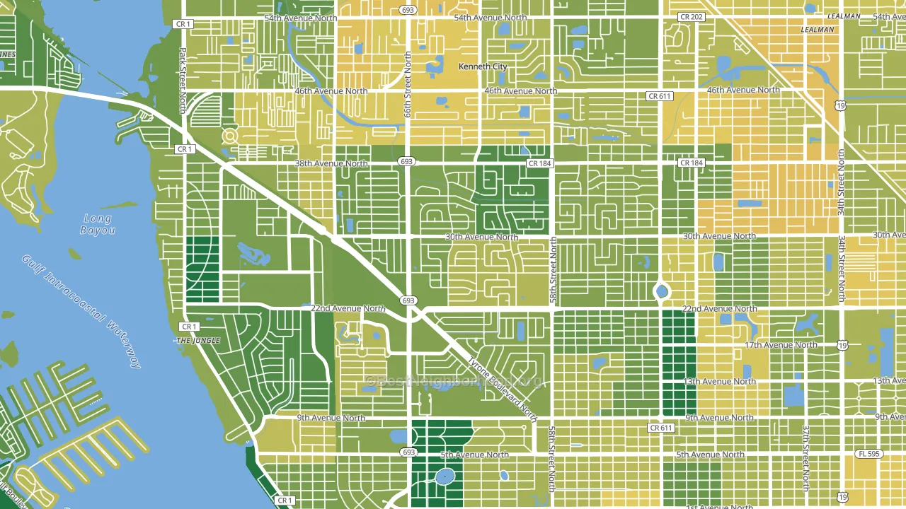 Holiday Park, St. Petersburg, FL block-group voter-turnout map