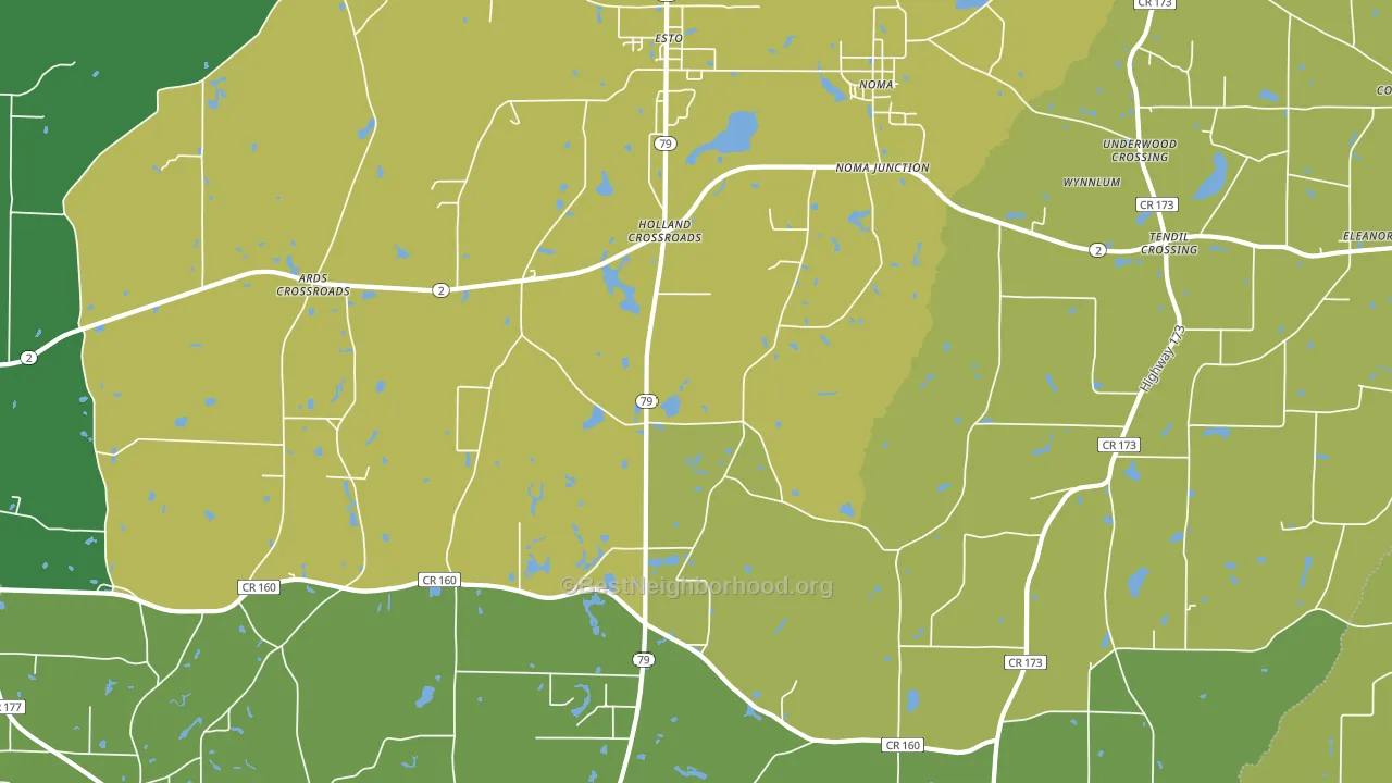 Holland Crossroads, FL block-group voter-turnout map
