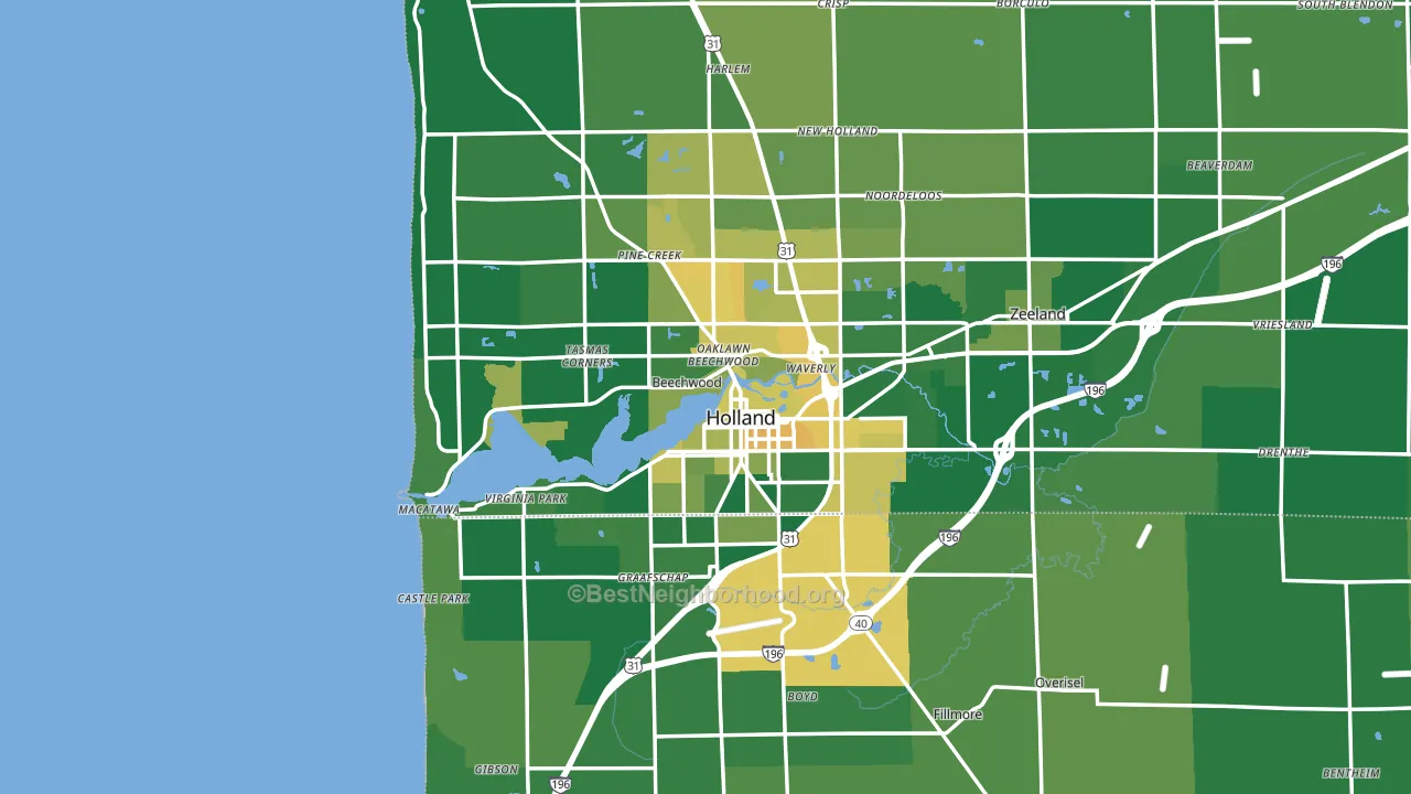 Holland, MI block-group voter-turnout map