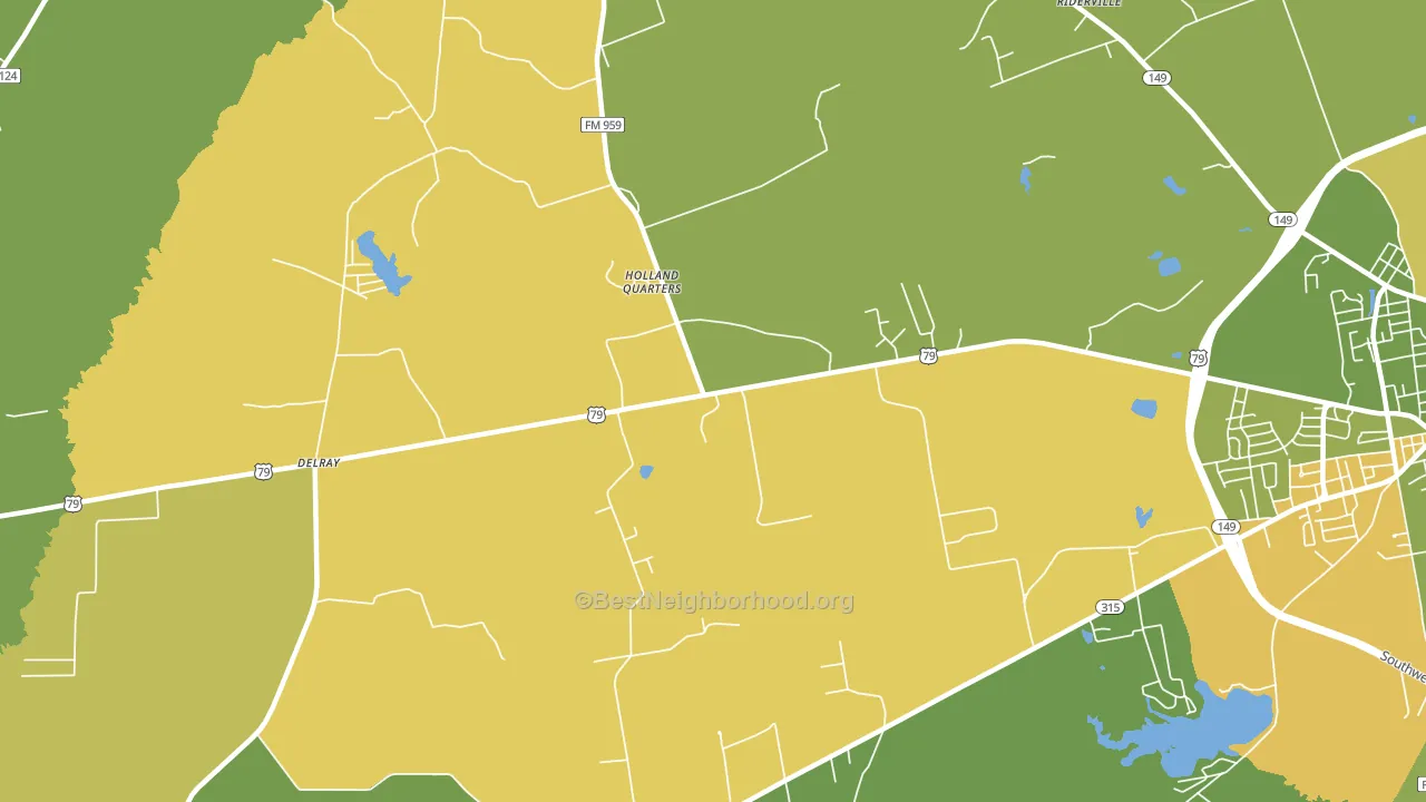 Holland Quarters, TX block-group voter-turnout map