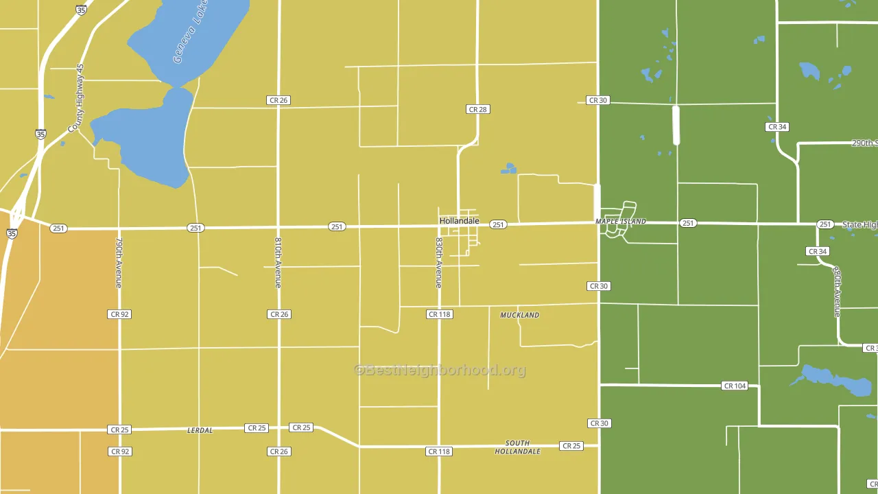 Hollandale, MN block-group voter-turnout map
