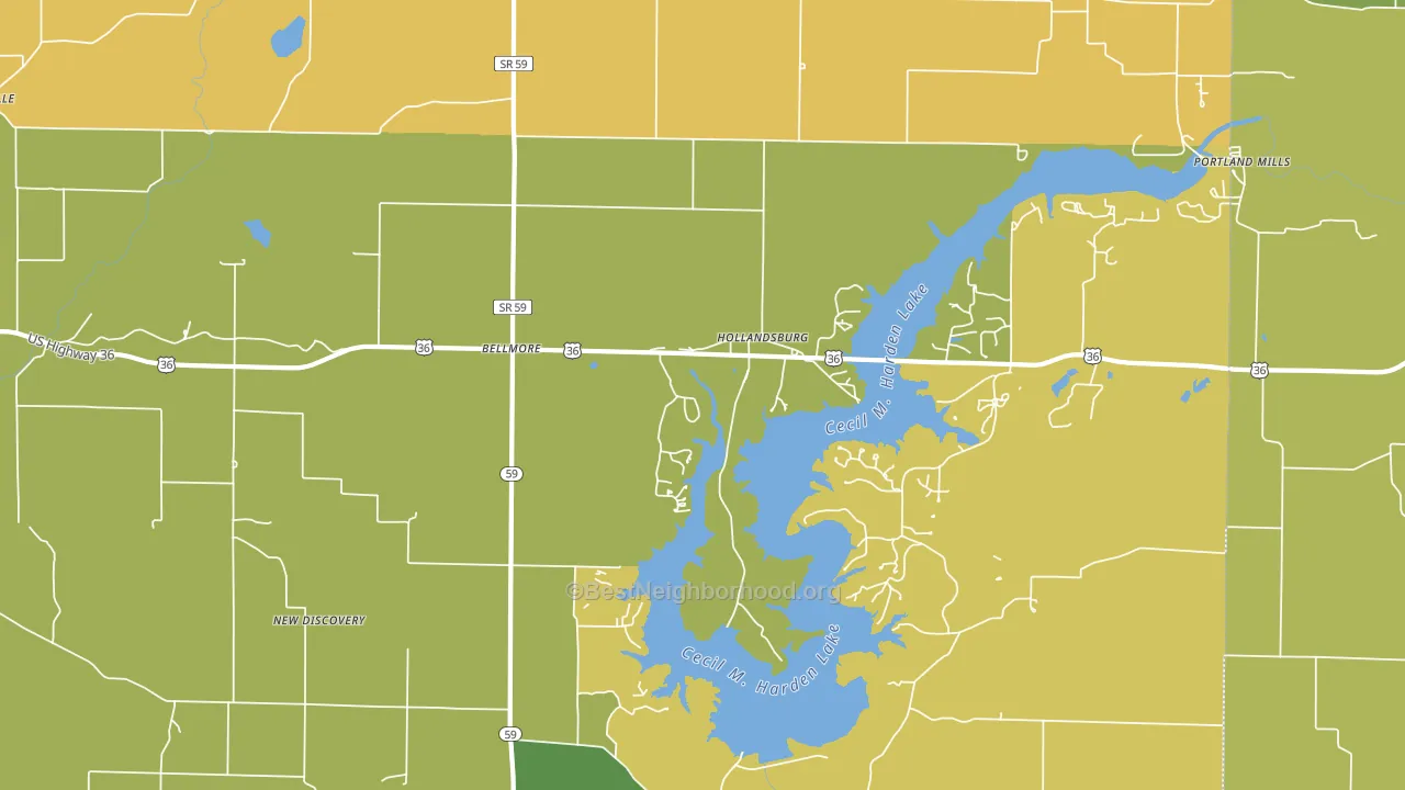 Hollandsburg, IN block-group voter-turnout map