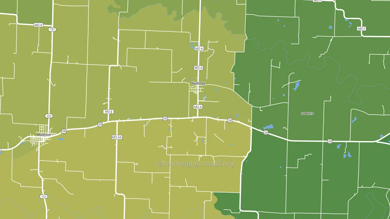 Holliday, MO block-group voter-turnout map