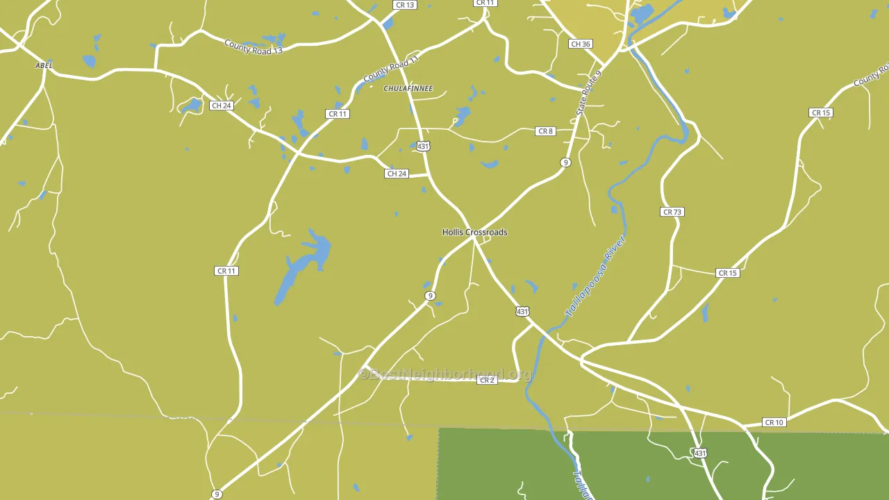Hollis Crossroads, AL block-group voter-turnout map