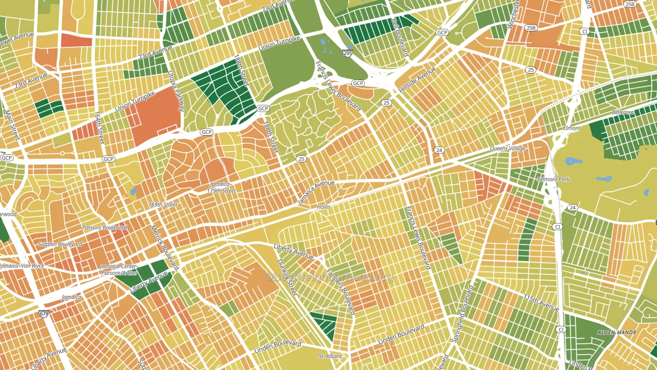 Hollis, Queens, NY block-group voter-turnout map