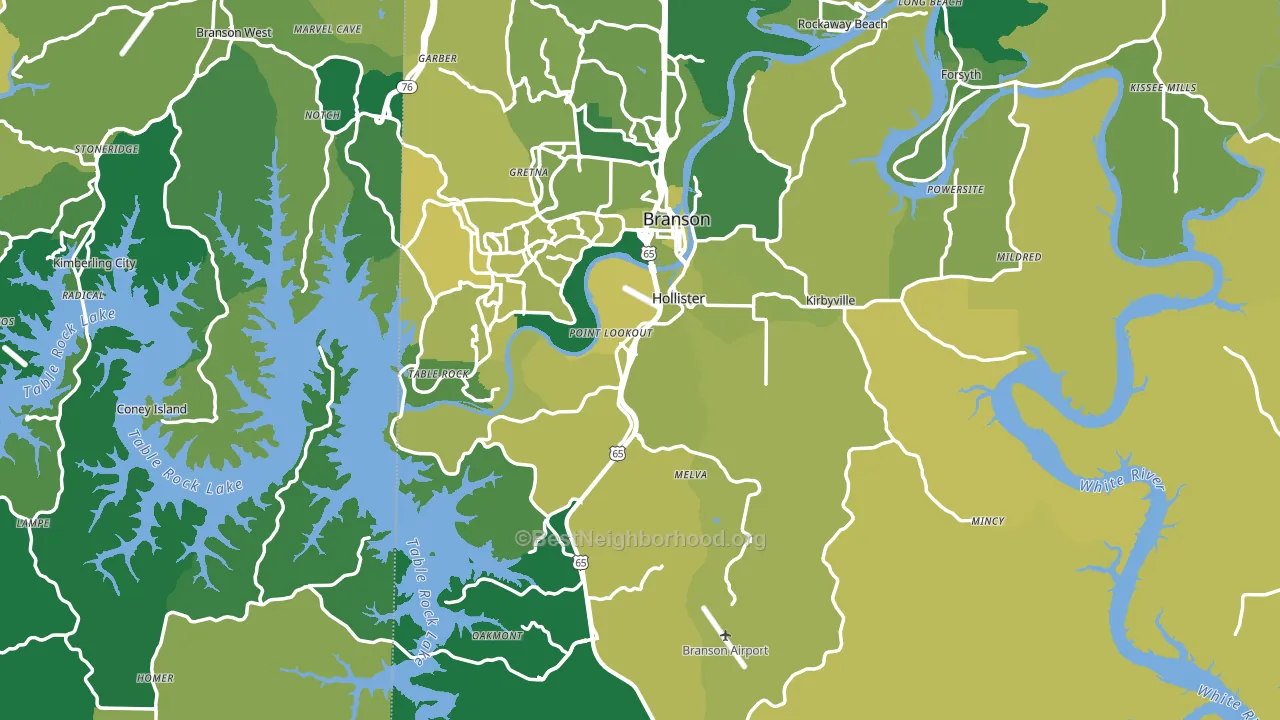 Hollister, MO block-group voter-turnout map