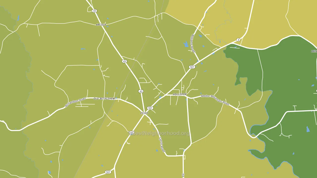 Hollister, NC block-group voter-turnout map