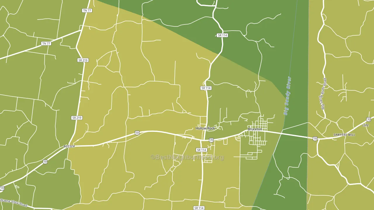 Hollow Rock, TN block-group voter-turnout map