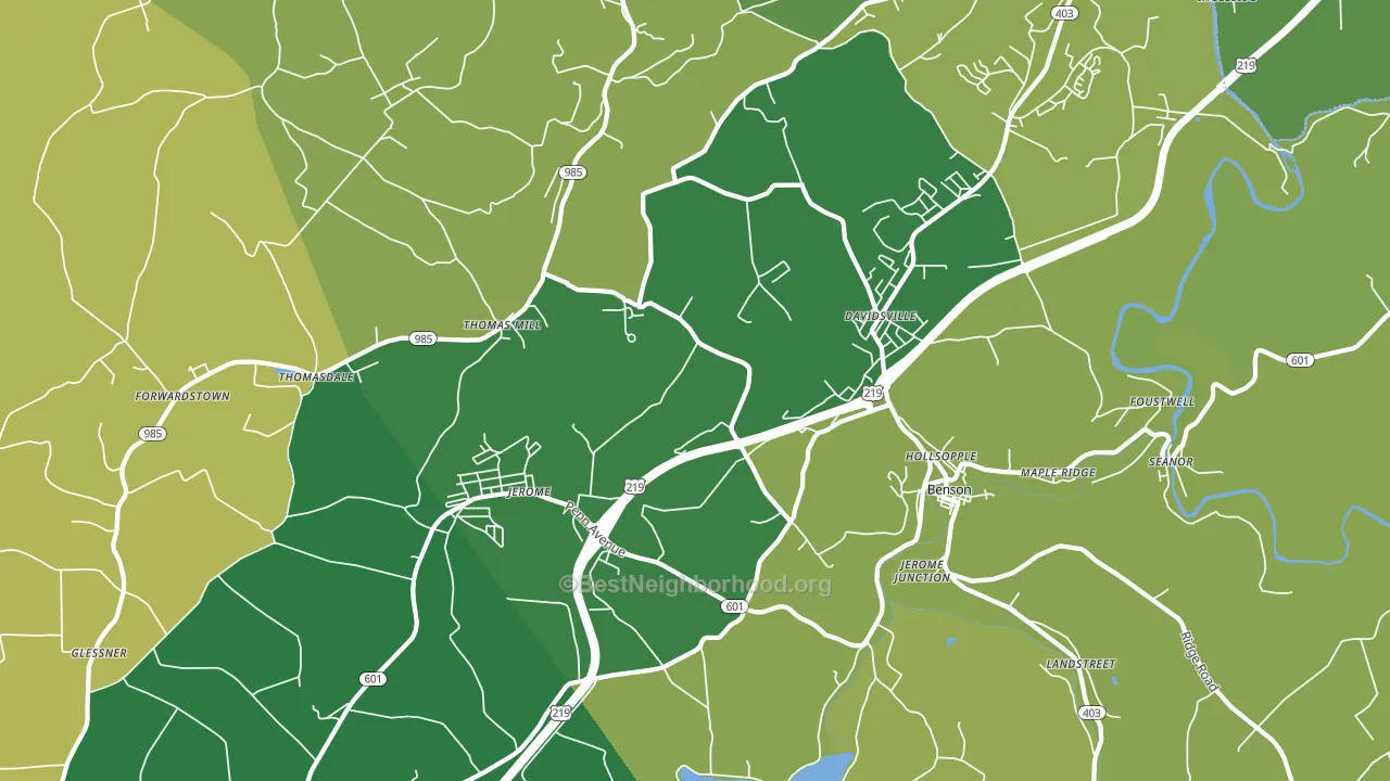 Hollsopple, PA block-group voter-turnout map