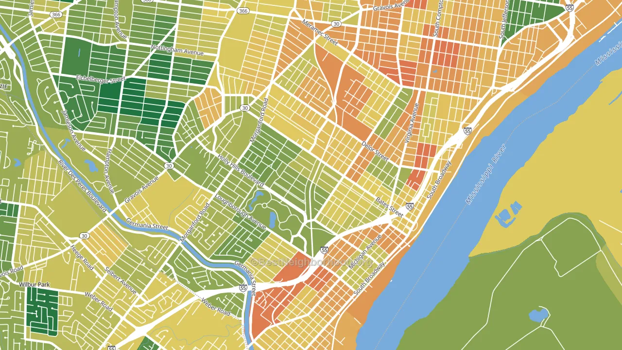 Holly Hills, St. Louis, MO block-group voter-turnout map