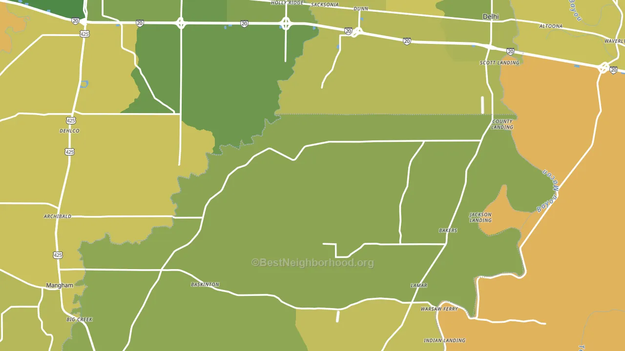 Holly Ridge, LA block-group voter-turnout map