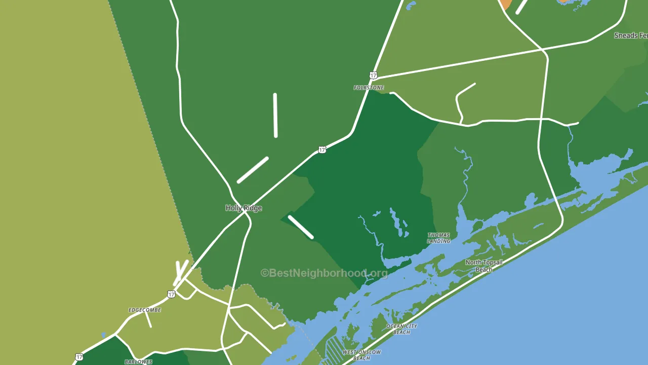 Holly Ridge, NC block-group voter-turnout map