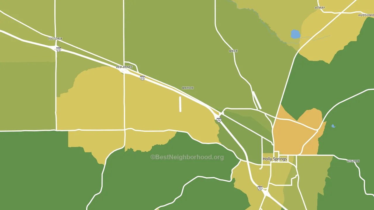 Holly Springs, MS block-group voter-turnout map