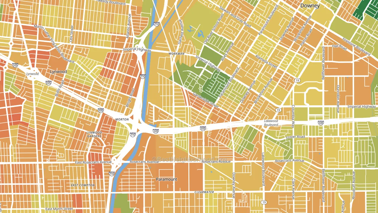 Hollydale, South Gate, CA block-group voter-turnout map