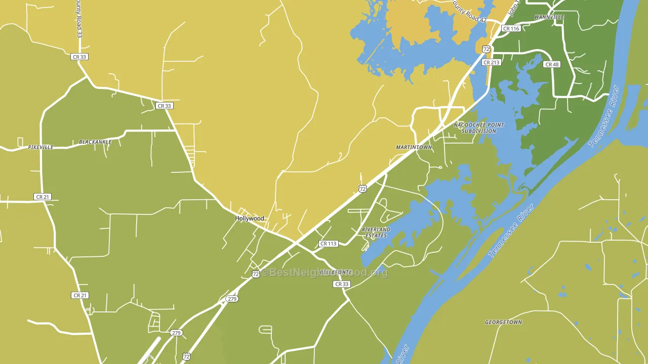 Hollywood, AL block-group voter-turnout map