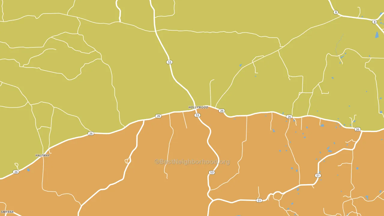 Hollywood, AR block-group voter-turnout map