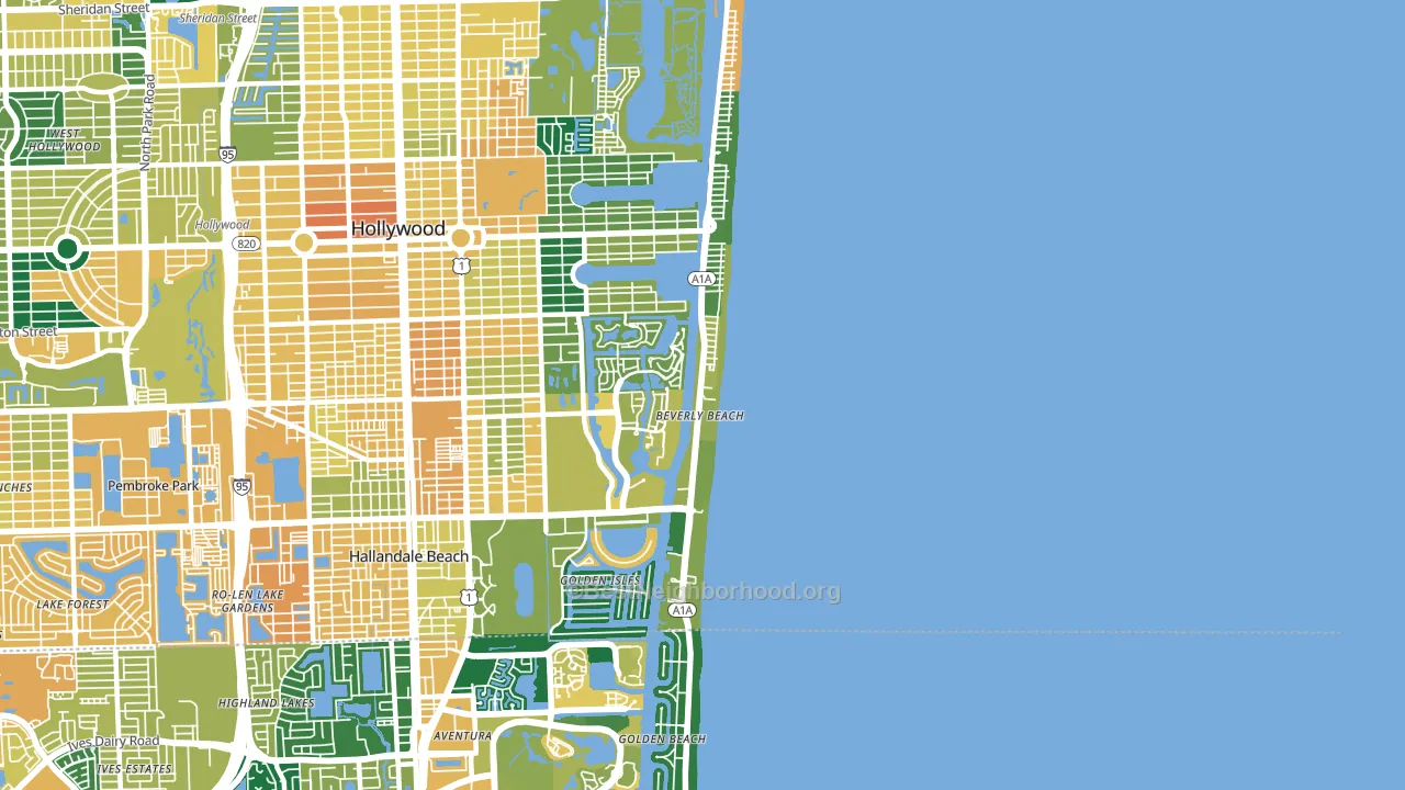 Hollywood Beach-Quadoman, Hollywood, FL block-group voter-turnout map