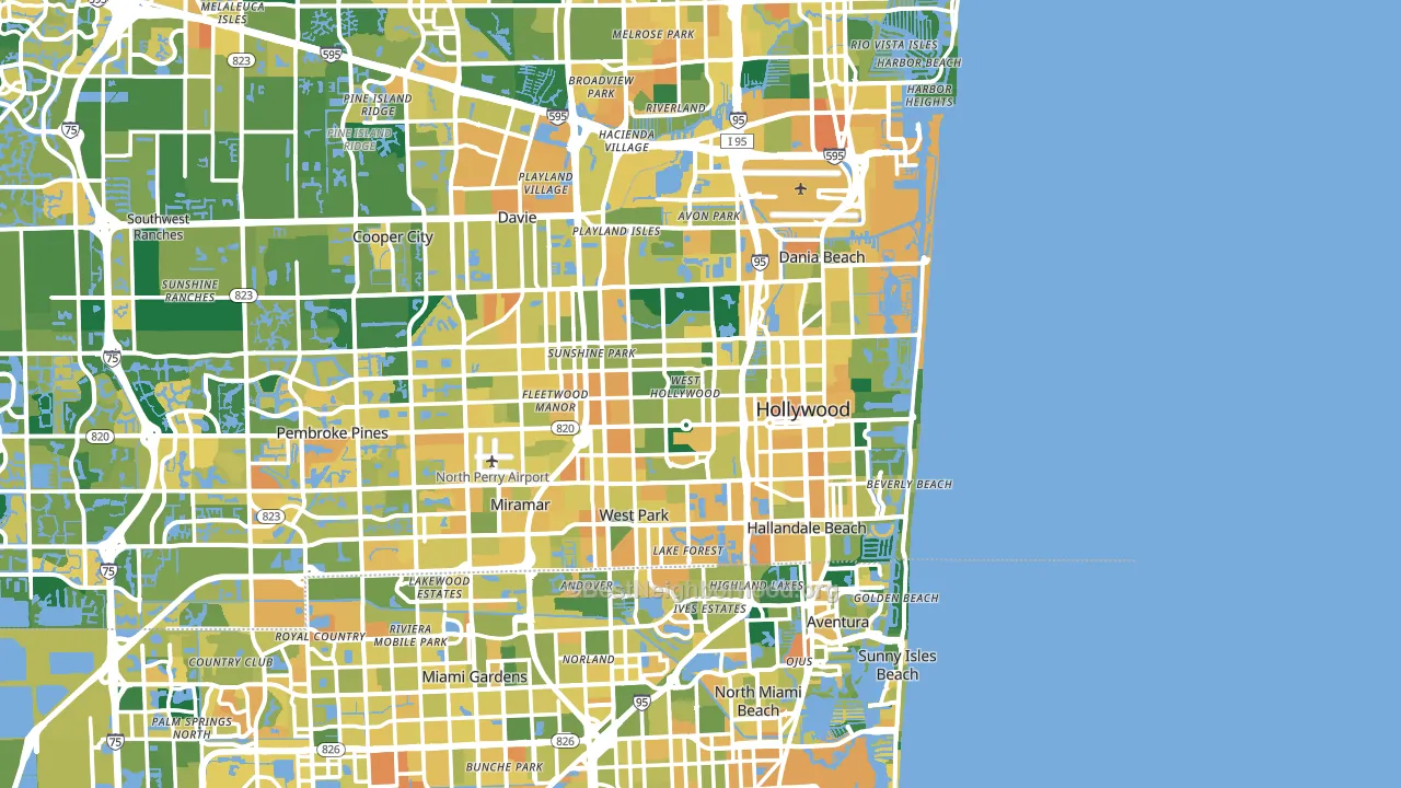 Hollywood, FL block-group voter-turnout map