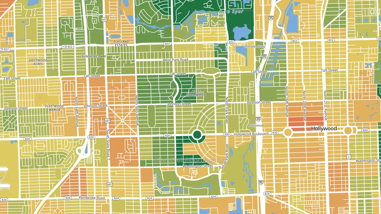 Hollywood Hills, Hollywood, FL block-group voter-turnout map