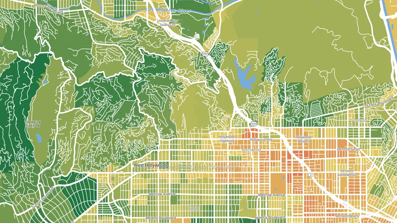 Hollywood Hills, Los Angeles, CA block-group voter-turnout map