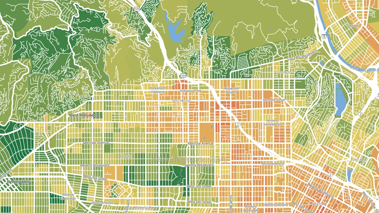 Hollywood, Los Angeles, CA block-group voter-turnout map