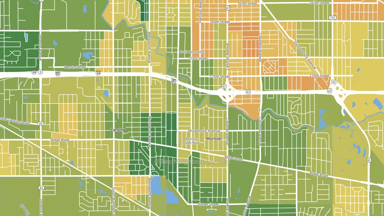Hollywood, Munster, IN block-group voter-turnout map