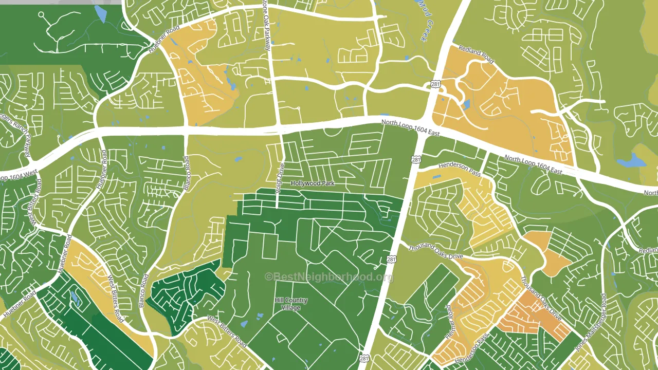 Hollywood Park, TX block-group voter-turnout map